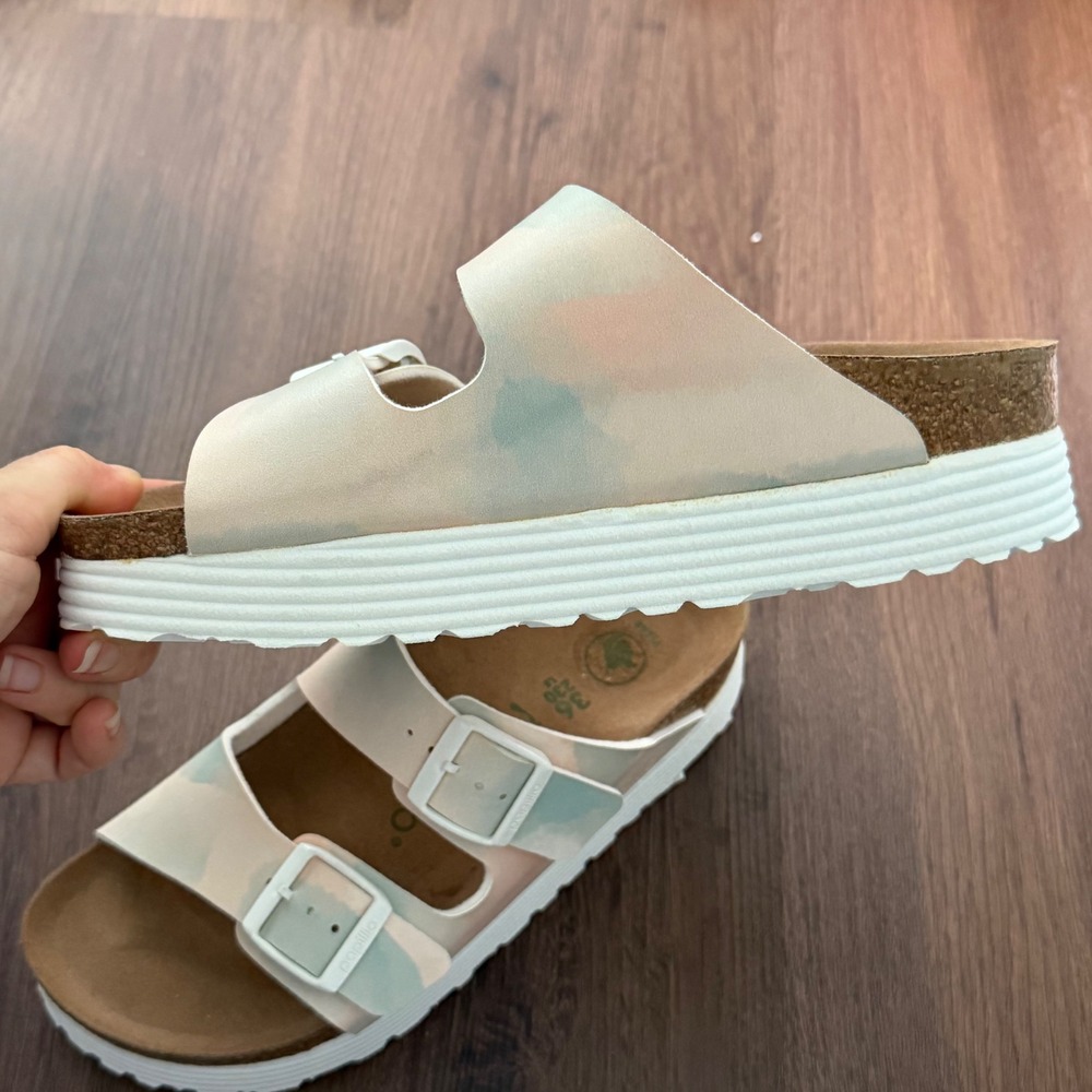 Papillio Birkenstock Arizona Platform Vegan Sandals Pastel Watercolor 39 US 8 - Picture 7 of 7